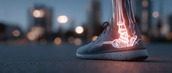 X-ray view of human foot in athletic shoe on urban street © Adi