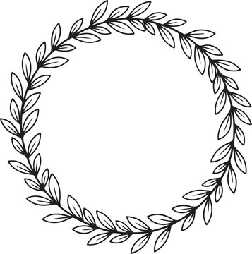 Laurel wreath, leafy border, vector illustration, elegant frame