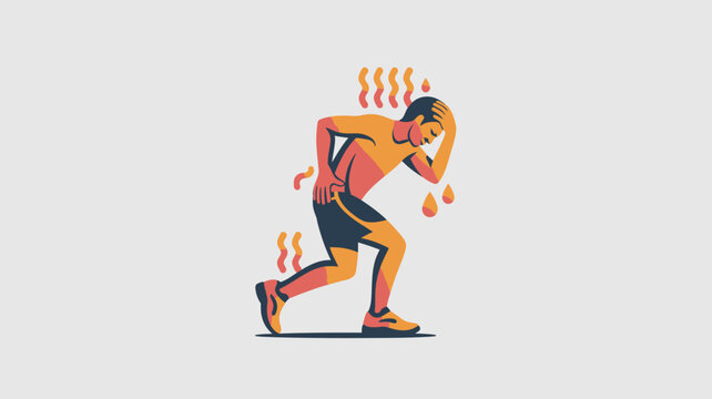 Dehydrated runner, exhausted athlete, heat stroke, sports injury, fitness concept