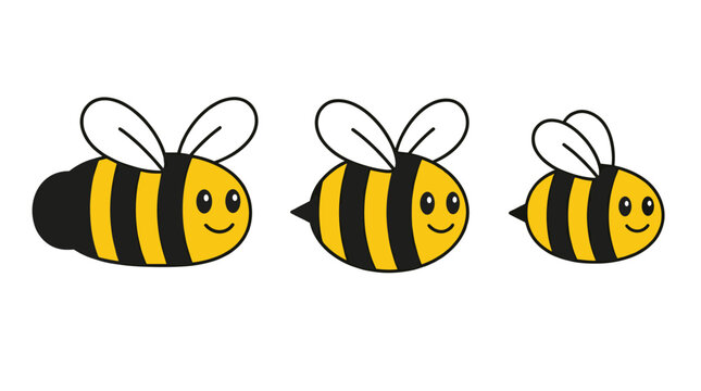 Cute Bumble Bee Cartoon Character Collection with Flying Honey Bee Illustrations for Kids Nature Animal Mascot and Spring Design Projects.