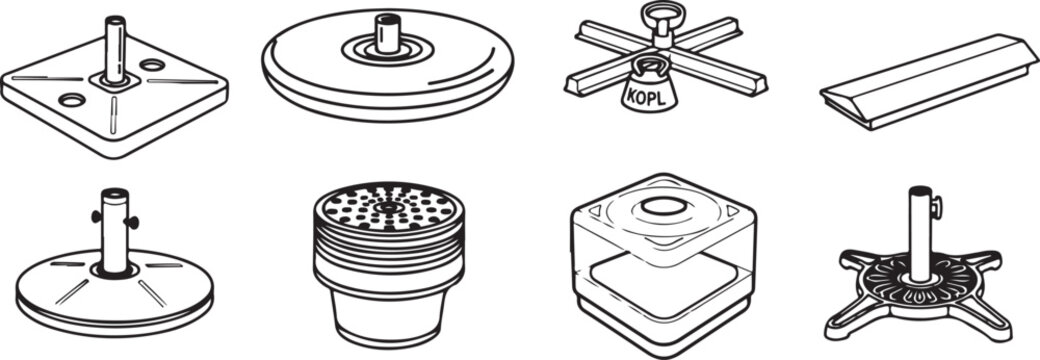 Collection of eight kitchen utensils and appliances Vector