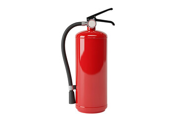 Obraz premium Red fire extinguisher isolated on transparent background with black handle