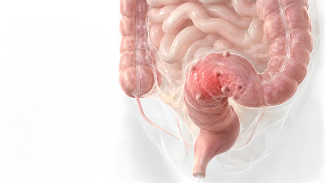 Diverticulitis in Sigmoid Colon 3D Medical Illustration for Digestive Health and Patient Education