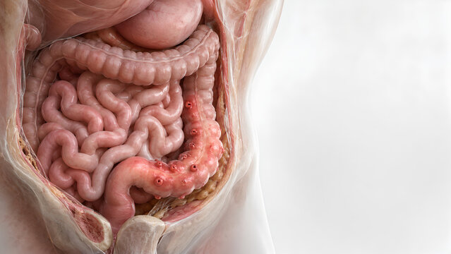 Diverticulitis in Sigmoid Colon 3D Medical Illustration for Digestive Health and Patient Education