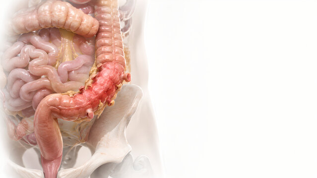 Diverticulitis in Sigmoid Colon 3D Medical Illustration for Digestive Health and Patient Education
