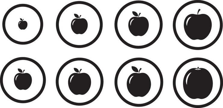 Black iris flower icon in circle outline vector set Vector