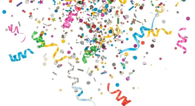 Colorful Confetti and Streamers Celebrating Festive Event.