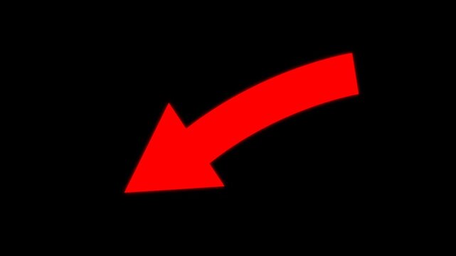 Bright glowing red arrow overlay with dynamic neon light effect for transitions, highlights, presentations, commercials, and professional video editing projects, alpha channel