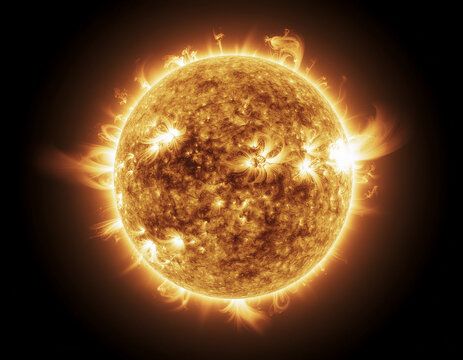 A stunning, detailed image showcases the fiery surface of the sun, radiating intense heat and energy.
