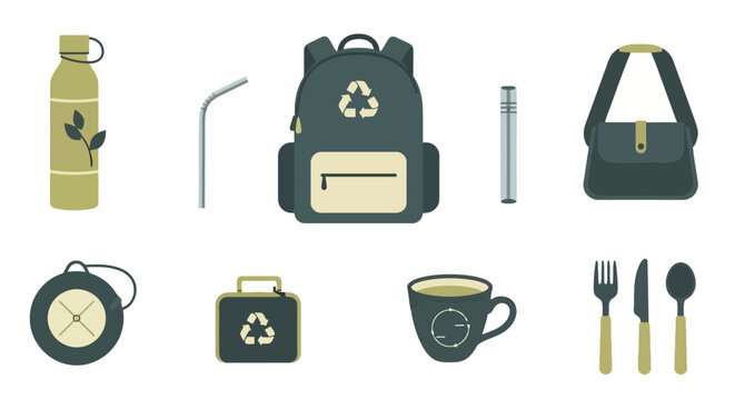 Eco friendly reusable items for sustainable living and environmental protection.