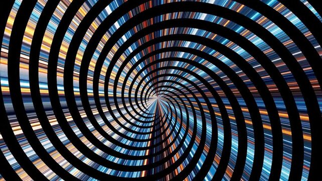10 seconds seamless looping spinning turning rotating spiral hypnotic tunnel black background animation screensaver visualizer hd video
