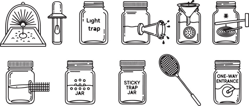 Vector illustration of insect traps and light trap devices Vector