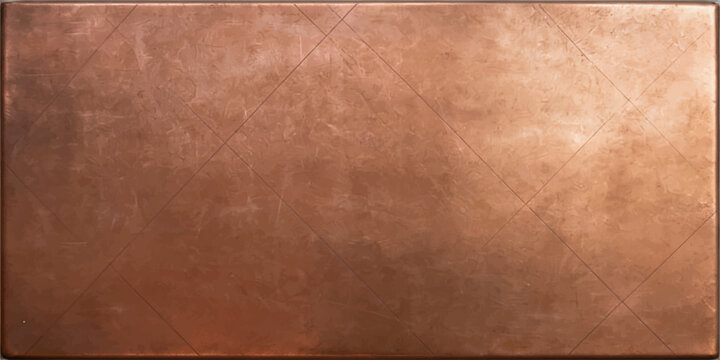 A close-up view of a scratched and weathered copper plate, showing a warm, metallic sheen and intricate surface details.