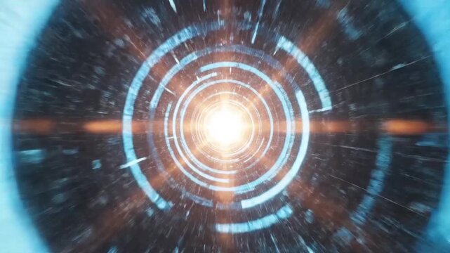 Data Warp Speed Abstract digital data matrix time travel vortex hyperdrive space tunnel concept.