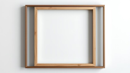 Fototapeta premium Empty Wooden Picture Frame on White Wall.