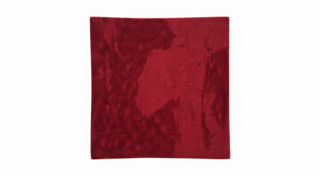 Square red fabric texture with subtle darker patches and soft surface isolated on white background