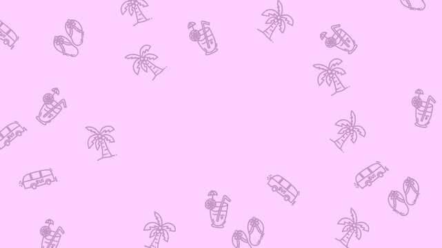 Pink summerthemed background with palm trees and sandals. Suitable for summer banners, social media posts, or vacationthemed designs.