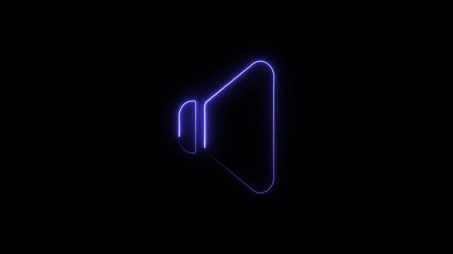 Glowing neon speaker icon symbol a simple outline of a symbol rendered in bright blue light on dark background