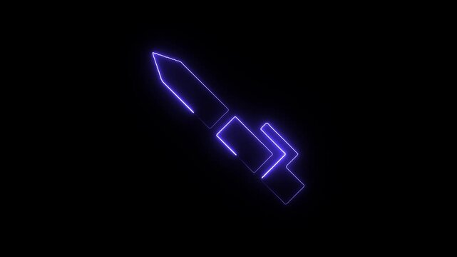 Neon glowing pen icon outline on black background minimalist digital illustration of a formed by a continuous blue