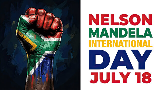 Fist painted with south african flag for nelson mandela international day raised fist activism