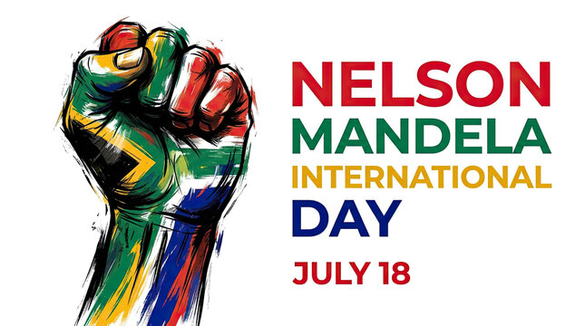 Fist with south african flag design for nelson mandela day celebration raised fist south africa
