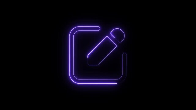 Neon blue outline of edit icon with pencil and paper square a glowing line art representing an edit
