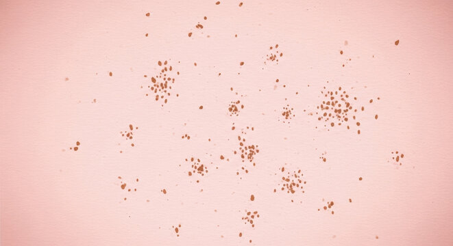 Abstract microcluster particle patterns in soft pink background, clusters particles