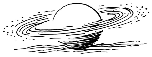 Saturn planet with planetary rings and stars in sketchy ink style © Celestynka