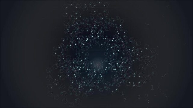 Abstract digital background with floating hexagonal data structures