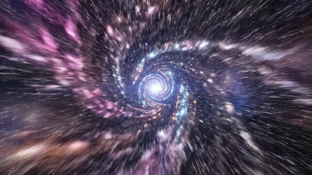 Abstract cosmic vortex tunnel with spiral starfield travel animation