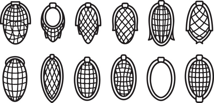 Black wireframe mesh spheres collection icon set vector Vector
