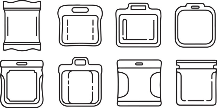 Black line icon set of handbags and purses Vector