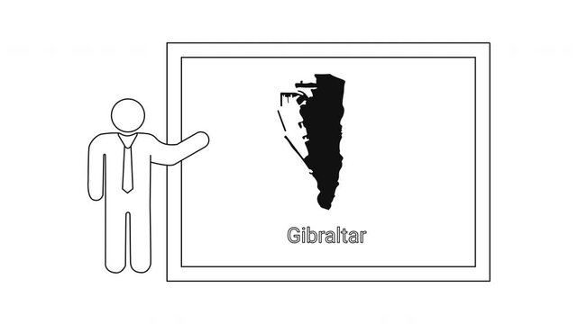 Presentation of Gibraltar map on screen by a person icon.