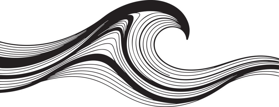 Wave, ocean wave, black wave, vector wave, abstract wave, wavy line