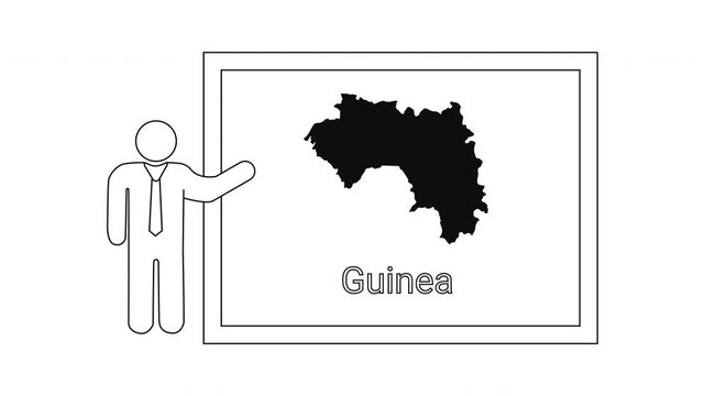 Presentation of Guinea map by a teacher on a whiteboard.