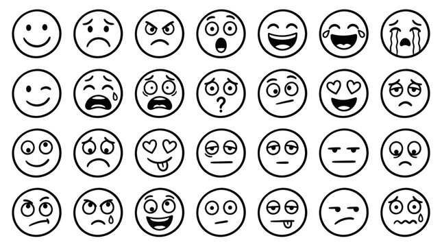 Collection of various emoticon faces.