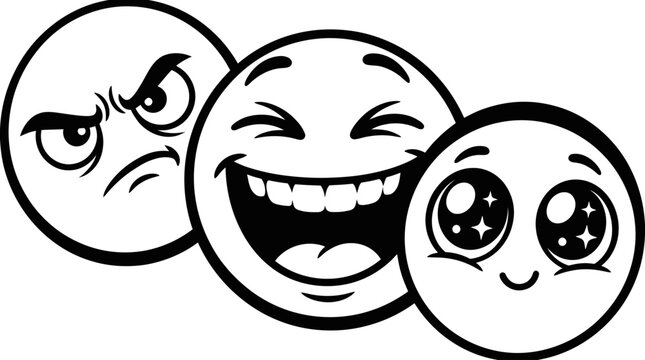 Emoticon faces with different expressions.