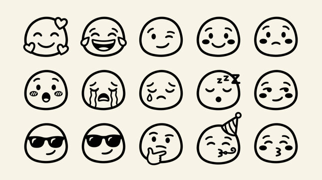 Collection of various emoticon faces.