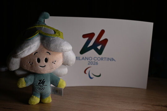 February 9, 2026. Milan, Italy. Flo's snowdrop is a symbol of the XIV Paralympic Winter Games and generally referred to as Milano Cortina 2026