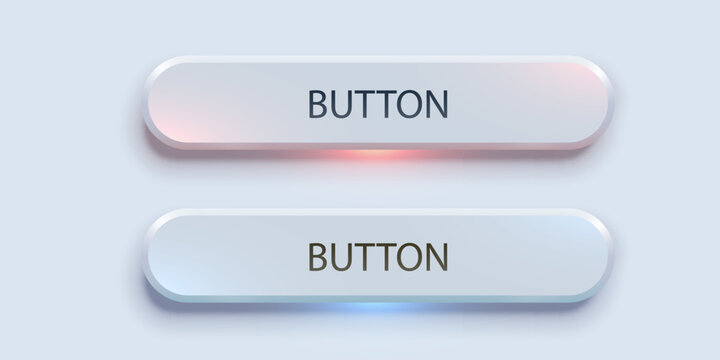 Neumorphic UI button elements set. Modern soft light design for web interface and application. Vector illustration