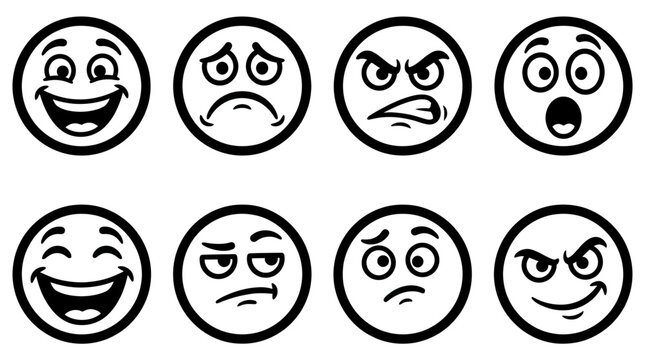 Collection of various emoticon faces.
