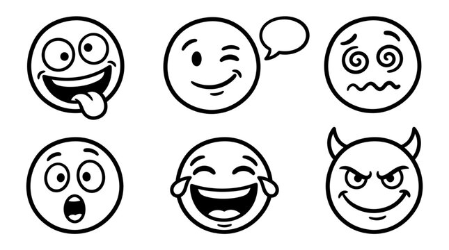 Collection of emoticon face expressions.