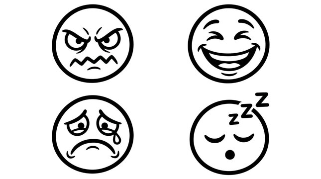 Emoticon faces with different expressions.