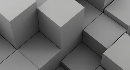 Obraz premium Geometric abstract background with stacked gray cubes in a clean, modern pattern.