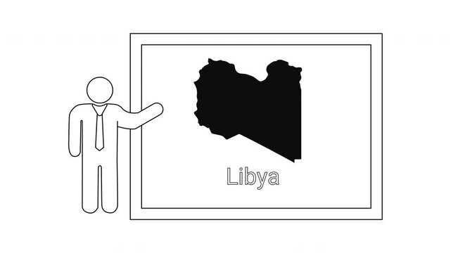 Presentation of Libya Map and Information by a Teacher.