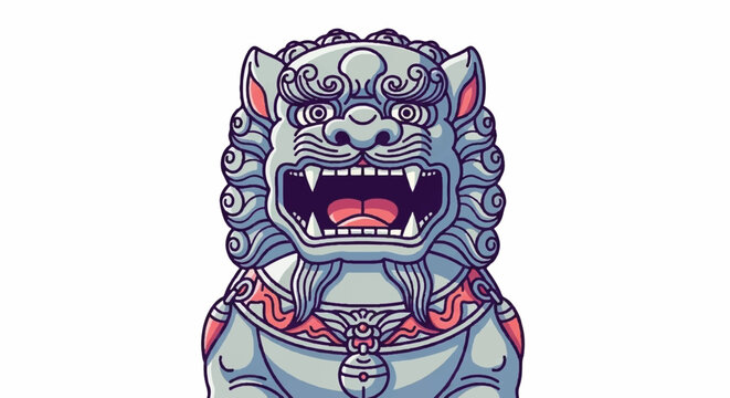 Illustration of a Fierce Foo Dog Statue.