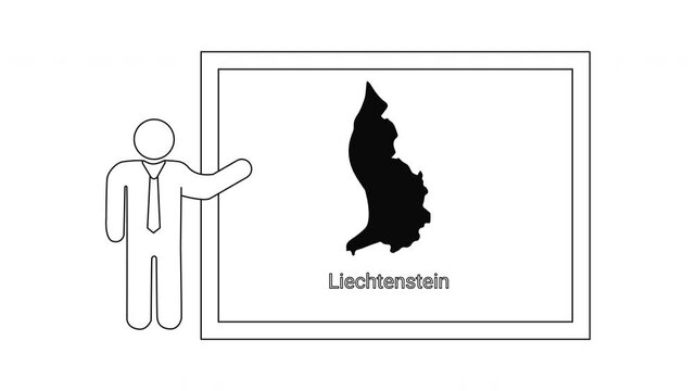 Presentation of Liechtenstein Map and Business Person Icon.