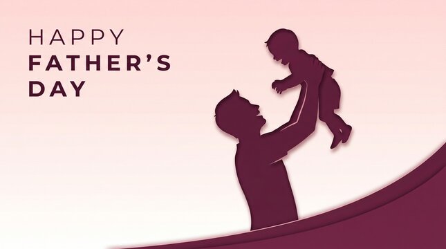 Happy father's day social media template background, square banner vector illustration of silhouette happiness father hold his son with bubble spech and copy