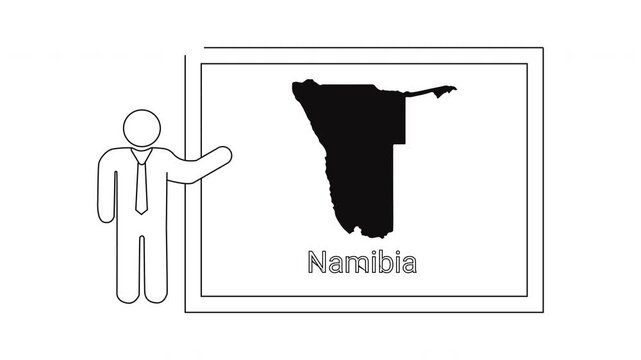 Presentation of Namibia map with a businessman pointing.
