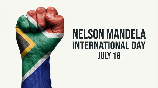 Inspirational freedom fist artwork for Nelson Mandela international day promoting unity action and social change awareness